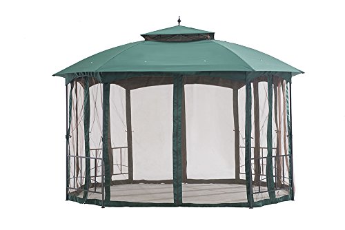 Sunjoy Large Capri Gazebo with Netting, 12' by 10', Gray