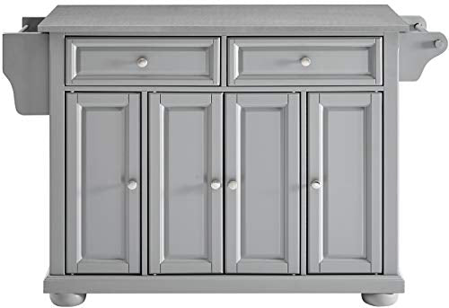 Crosley Furniture Alexandria Kitchen Island with Stainless Steel Top, Vintage Grey
