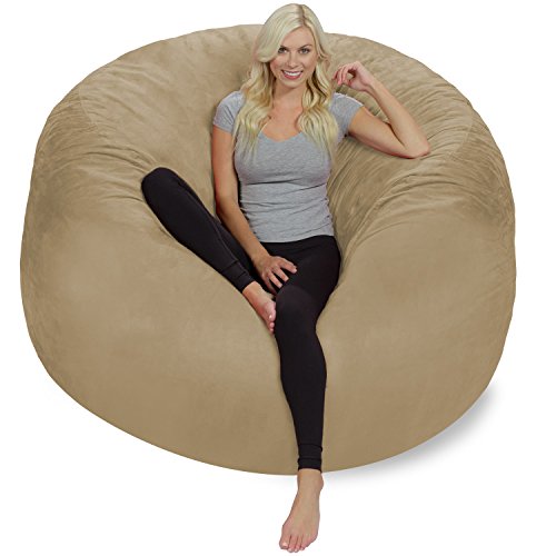 Chill Sack Bean Bag Chair: Giant 6' Memory Foam Furniture Bean Bag - Big Sofa with Soft Micro Fiber Cover, Black