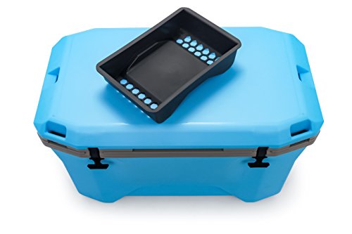 Camco Currituck Cyan Blue & Gray 30 Quart Cooler Rugged Exterior Made for Camping, Hunting, Fishing and Tailgating w/ Cooler Basket