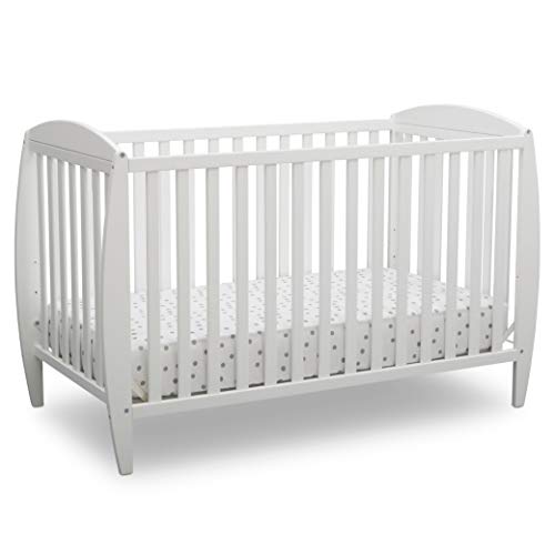 Delta Children Archer 4-in-1 Convertible Baby Crib & Twinkle Stars Waterproof Fiber Core Crib and Toddler Mattress, Bianca White