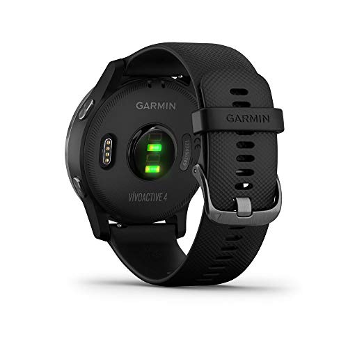 Garmin Vivoactive 4 Smartwatch Black Stainless Bundle with Deco Gear Magnetic Wireless Sport Earbuds Red with Carrying Case