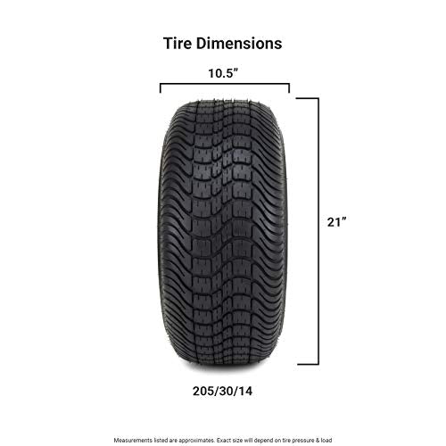 14" Tempest Machined & Black Golf Cart Wheels and Low Profile Tires Combo Set of 4