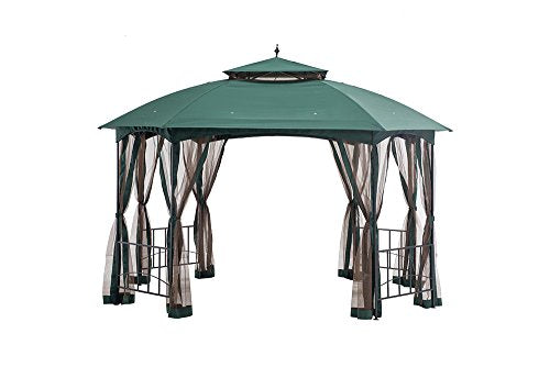 Sunjoy Large Capri Gazebo with Netting, 12' by 10', Gray