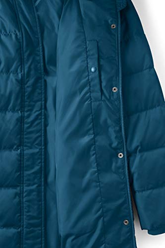 Lands' End WMS Faux Fur Down Coat Dark Blue Teal Regular Medium
