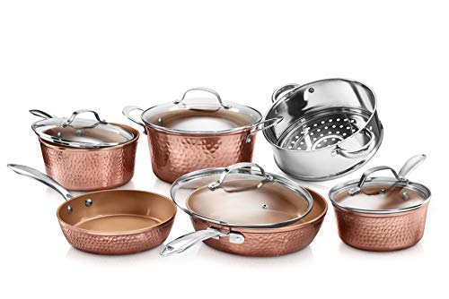 Gotham Steel 10 Piece Hammered Nonstick Copper Cookware Set