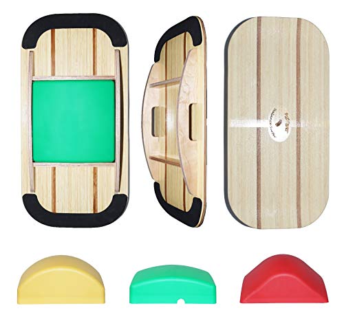 Blue Planet Balance Surfer 7-in-1 Bamboo Wooden Board Trainer Great For Standing Desks, Surfing, SUP, Yoga, Physical Therapy, Exercise (Clear Skate)
