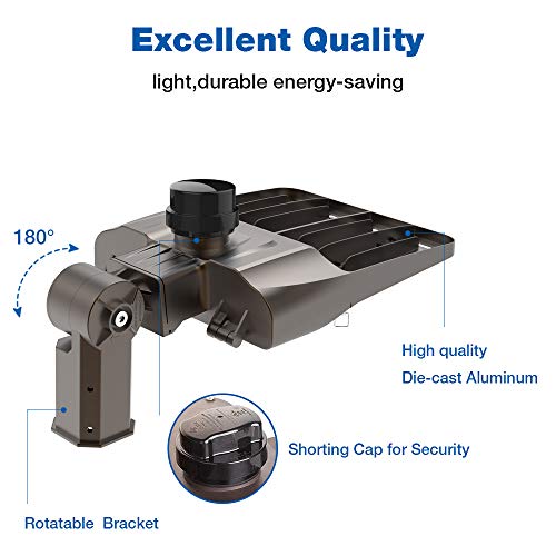 LED Parking Lot Light, 21000LM 5700K Dusk to Dawn Photocell LED Street Lights, IP66 Waterproof Commercial Area Road Lighting,LED Shoebox Pole Light with Slipfitter Bracket (150W)