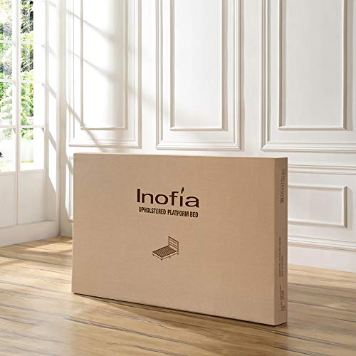 Inofia Queen Upholstered Bed Frame Diamond Tufted Platform W/ Headboard Strong Wood Slats Center Support Legs Easy Assembly