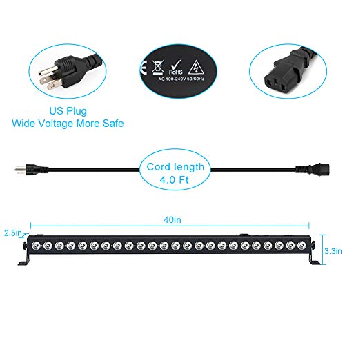 LED Light Bar, LaluceNatz 40" 96W 24 LED Stage Lights Wash Light Bar, 4 in 1 RGBA Wall Washer Lights, DJ Lighting by DMX Control for Wedding, Birthday, Church, Party, Stage Lighting