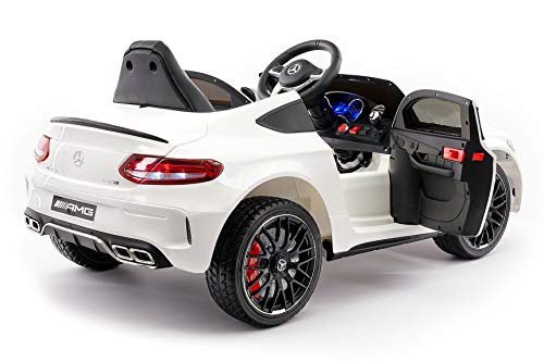 Moderno Kids Mercedes C63S 12V Power Children Ride-On Car with R/C Parental Remote + EVA Foam Rubber Wheels + Leather Seat + MP3 USB Music Player + LED Lights (White)
