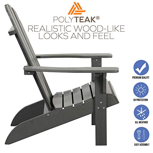 PolyTEAK Traditional Element Faux Wood Poly Adirondack Chair Adult-Size Weather Resistant Made From Special Formulated Poly Lumber Plastic