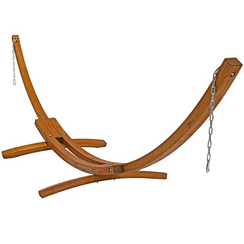 Sunnydaze Solid Wood Curved Arc Hammock Stand with Hooks and Chains, 2 Person, 13 Feet Long, 400 Pound Capacity