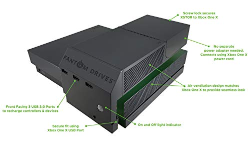 Fantom Drives 10TB Xbox One X Hard Drive - XSTOR - Easy Attachment Design for Seamless Look with 3 USB Ports