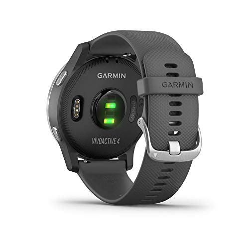Garmin 010-02174-01 Vivoactive 4 Smartwatch Shadow Gray/Stainless Bundle with 1 Year Extended Warranty