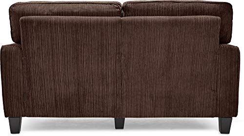 Serta Palisades Upholstered Sofas for Living Room Modern Design Couch, Straight Arms, Soft Fabric Upholstery, Tool-Free Assembly, 61" Loveseat, Brown