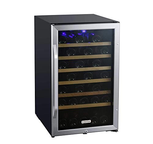 EdgeStar CWF440SZ 20 Inch Wide 44 Bottle Capacity Free Standing Wine Cooler with Reversible Door and LED Lighting