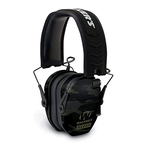 Walkers Razor Slim Electronic Shooting Muffs Multicam Camo Gray 2Pack w/ Walkie Talkies Bundle 8Items