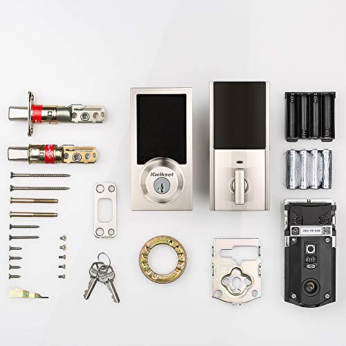 Kwikset 99190-003 Contemporary Premis Touchscreen Keyless Entry Smart Deadbolt Door Lock Works with Apple HomeKit Featuring SmartKey Security, Satin Nickel