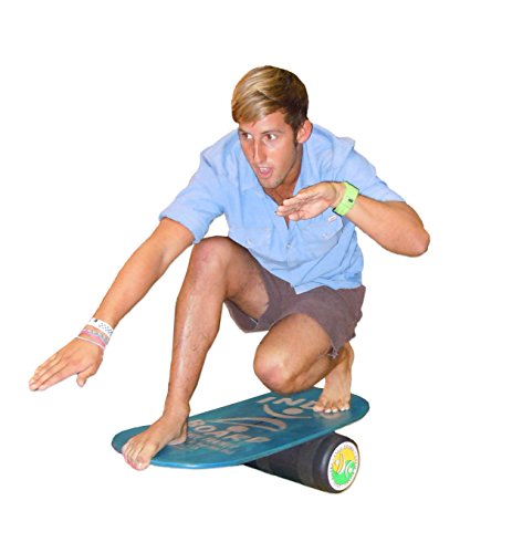 INDO BOARD Rocker Balance Board Package - Mahogany Brown - Improve Balance, Comes with 33" X 16" Non-Slip Deck 6.5" Roller and 14" Cushion