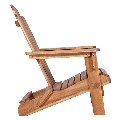 Walker Edison Furniture Company AZWACBR Outdoor Patio Wood Adirondack Foldable Chair All Weather Backyard Conversation Garden Poolside Balcony, Set of 1, Brown