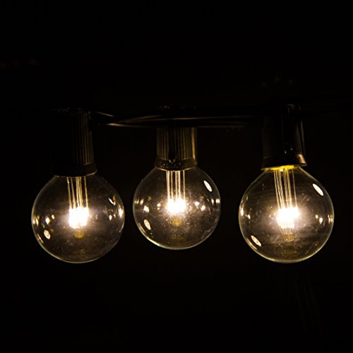 LED Warm White Outdoor Patio String Lights (100 Foot, Green Wire - 1.6 Inch .6 Watt Bulbs)