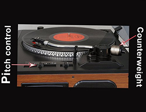 Boytone Bundle Set Fully Automatic Bluetooth Turntable + 2.1 Multimedia Speaker, S-Shaped Tone Arm, Adjustable Counterweight & Pitch Control