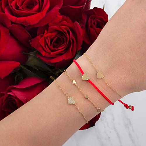 14k Yellow Gold Heart Bracelet, Zoe Lev Jewelry, 14k Solid Gold