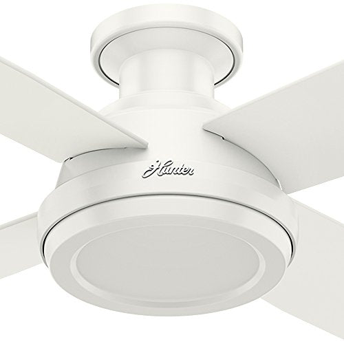 Hunter Indoor Low Profile Ceiling Fan, with remote control - Dempsey 52 inch, White, 59248