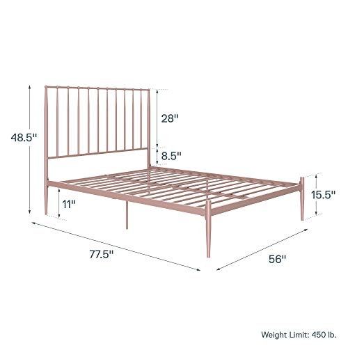 Novogratz Nicole Metal Bed with Storage, Pink, Full