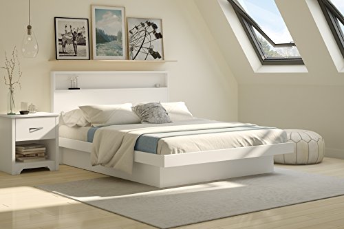 South Shore Basic Platform Bed with Molding, Full 54-Inch, Pure White
