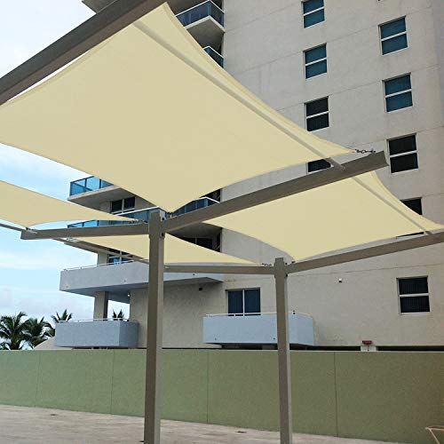 Windscreen4less Terylene Waterproof Sun Shade Sail UV Blocker Rectangle Sunshade Patio Canopy Sail 8' x 23' in Color Beige Included Free Pad Eyes 260GSM - Customized Sizes