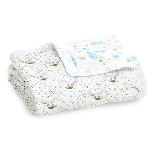 Aden + Anais Harry Potter Oversized Dream Blanket | Metallic Muslin Throw Blanket | Lightweight & Breathable, Unisex Gift Items, Hedwig