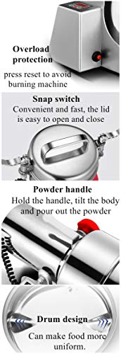 CGOLDENWALL LED Display Electric Grain Grinder Mill High Speed Spice Herb Powder Machine Dry Cereals CE Approved (300g Swing Type)