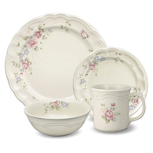 Pfaltzgraff Tea Rose 48 Piece Dinnerware Set, Service for 12