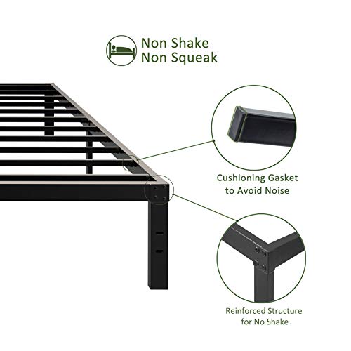 14 Inch Reinforced Steel Platform Bed Frame Mattress Cover Foundation Edges No Box Spring Needed Easy Assembly Noise Free King