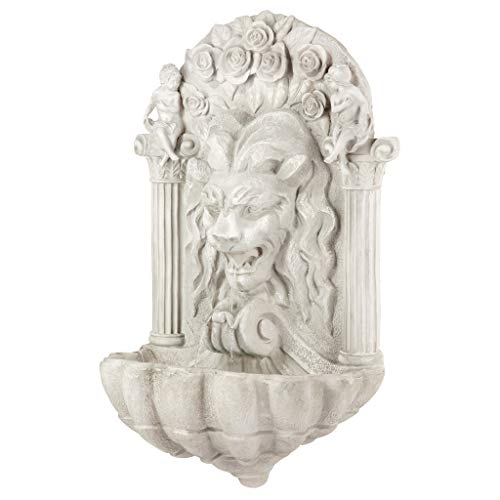 Wall Mounted Water Fountain - 3 Foot Tall House of York Lion Fountain - Outdoor Water Feature Wall Niche