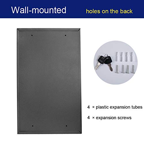 200 Position Key Cabinet with Key Lock and 200 Key Tags, 22“ Wall Mounted Steek Key Lock Box, Black