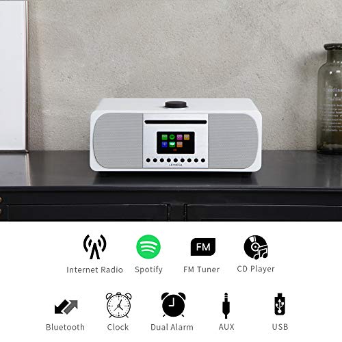 LEMEGA All-in-One 35W Stereo Speaker W/ Internet FM Digital Radio CD Player Bluetooth Built-in Subwoofer USB Aux & TFT Colour Display
