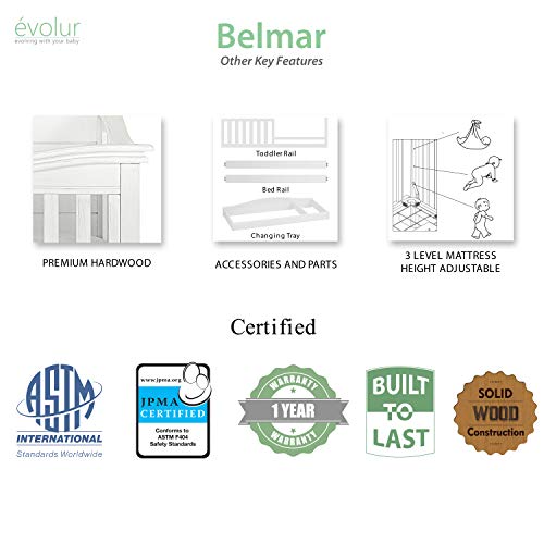 Evolur Belmar Curve 5 in 1 Convertible Crib