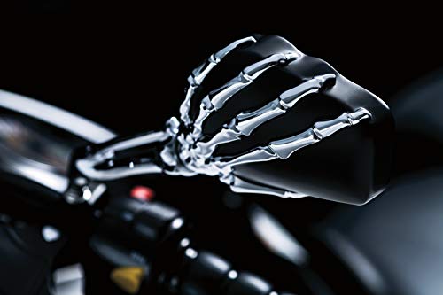 Kuryakyn 1759 Motorcycle Handlebar Accessory: Skeleton Hand Rear View Side Mirrors, Chrome Stems/Black Heads, 1 Pair