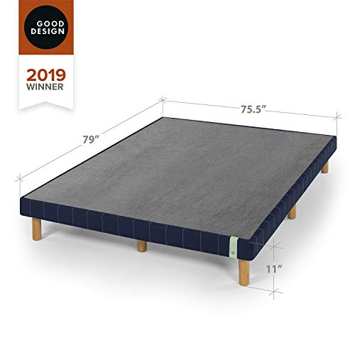Zinus 11 Inch Quick Snap Standing Mattress Foundation/Low profile Platform Bed/No Box Spring needed, Navy, King