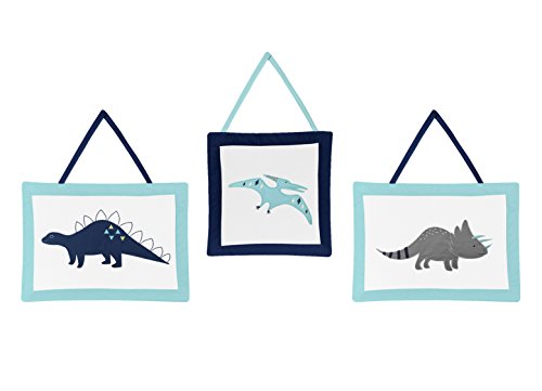 Navy Blue and Green Modern Dinosaur Baby Boys or Girls 11 Piece Crib Bedding Set