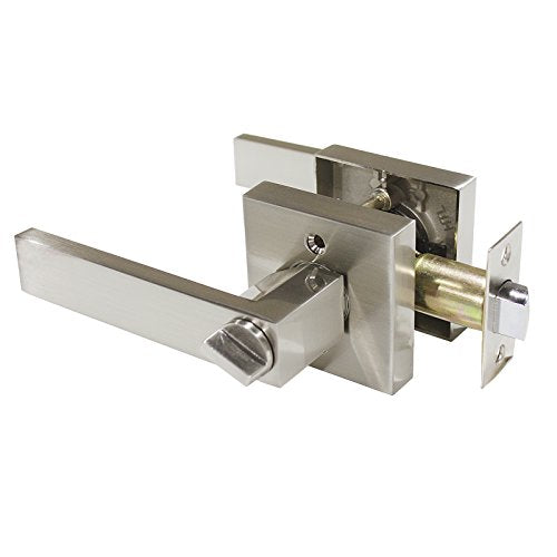 10 Pack Probrico Square Door Lever Privacy Door Lock Handleset Keyless Lockset Door Knobs Storage Room Bathroom Set No Key in Satin Nickel