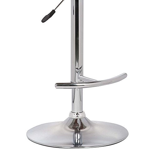Armen Living Butterfly Swivel Adjustable Barstool in Black Faux Leather and Walnut Wood Finish