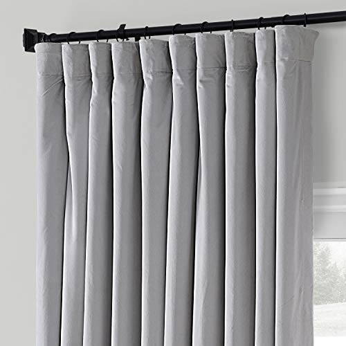 HPD Half Price Drapes VPCH-VET160401-96 Signature Extra Wide Blackout Velvet Curtain (1 Panel), 100 X 96, Reflection Grey