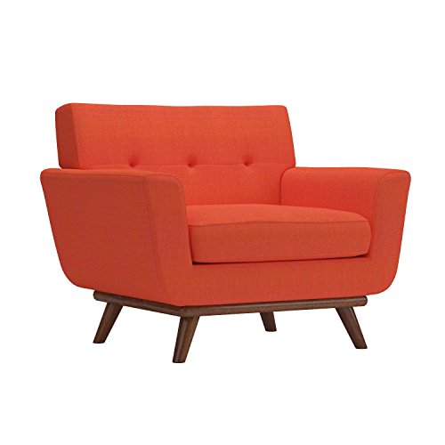 Modway Engage Mid-Century Modern Upholstered Fabric Accent Arm Lounge Chair in Atomic Red