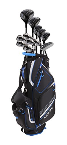 19 Piece Men's Complete Golf Club Package Set with Titanium Driver, 3 Fairway Wood, 3-4-5 Hybrids, 6-SW Irons, Putter, Stand Bag