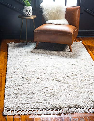 Unique Loom Hygge Shag Collection Solid Plush Cozy Ivory Area Rug (9' 0 x 12' 0)