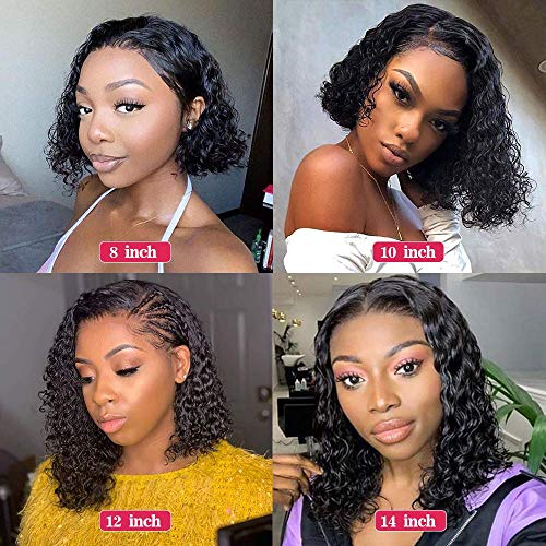 Lace Front Wigs Human Hair with Baby Hair Curly Wig Human Hair Pre Plucked for Black Women Natural Color 14 inches